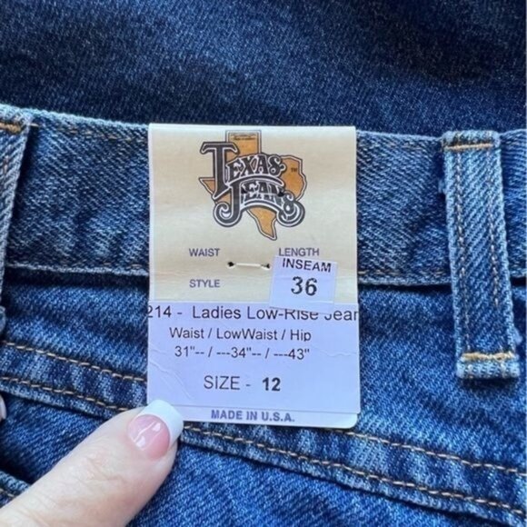 Texas Jeans Low-Rise Straight Leg 100% Cotton Blue Denim Jeans Womens Size 12 - Picture 6 of 8
